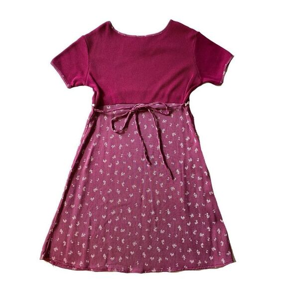 Girl’s Basic Editions Drapey Burgundy,  floral-print dress - Picture 2 of 4